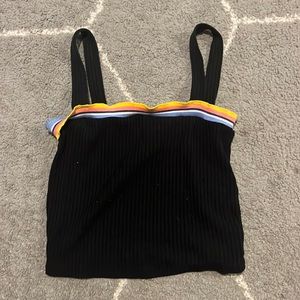 Black stripe color crop top